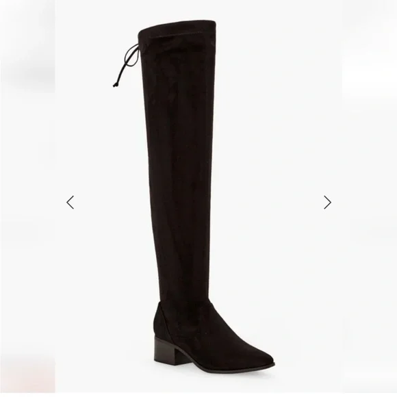 JustFab Black Over the Knee Boots with Faux Suede Texture - Picture 2 of 6